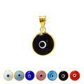 MIZZE Made for Luck Gold Plated 925 Sterling Silver 10 MM Round Glass Evil Eye Charm Pendant - 7 Colors to Choose from - color: Black