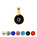 MIZZE Made for Luck Gold Plated 925 Sterling Silver 10 MM Round Glass Evil Eye Charm Pendant - 7 Colors to Choose from - color: Black