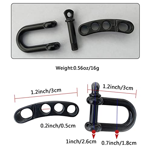 10 Pcs Paracord Bracelet Buckles Black Adjustable U Buckle Clip for Outdoor Survival Bracelet Wrist Strap U Shackles