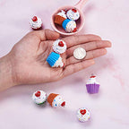 Cheriswelry Cup Cake Resin Pendants Lovely Food Sweet Dessert Dangle Charms Links Hanging Ornament with Metal Loop Fruit Pendants for Key Chains Bracelet Necklace Jewelry Making - color: Mixed Color Cup Cake