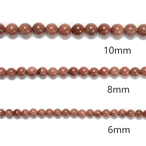 120pcs(2 Strand/Set) 8mm Goldstone Beads with Energy Power, Smooth Round Healing Crystal Beads for Jewlery Bracelets Earrings Making DIY - color: Goldstone, size: 8mm