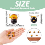 Pandahall 5Pcs Handmade 3D Bees Lampwork Glass Beads Insect Theme Yellow Honeybee Bumblebee Loose Spacer Beads for Summer Boho Hawaii DIY Jewelry Making, Hole: 1.2-1.4mm