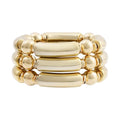 LALAPPLE Gold Plated Beaded Acrylic Bamboo Tube Bangle Bracelets for Women, Colorful Chunky Curved Tube With Gold Plated Pieces Beads Stretch Bracelet Friendship Summer Beach Jewelry - color: Y-gold 3pcs