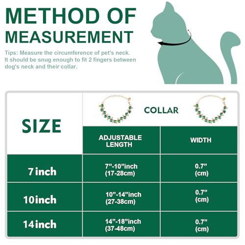 HOWWFALY Dog Collar and Cat Collar Gold Chain Necklace Stainless Steel Adjustable Green Rhinestones Collar with Cute Pet Paw for Small Medium Pets Cats Dogs Kitten Puppy (Green, S) - color: Green, size: Small