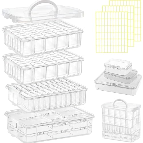 131pcs Bead Storage Container,4Tier-Bead Organizer Boxes And Craft Storage Boxes, Storage Stackable portable box,DIY Jewelry Craft Nails, Bracelets, Jewelry, Diamonds, Pens, (4Tier) - color: 4 Tier