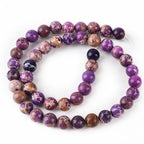 8mm Purple Sea Sediment Imperial Jasper Round Gemstone Natural Stone Loose Beads for Jewelry Making Design Crafts 45 Pcs 15 Inch - color: Purple, size: 8mm