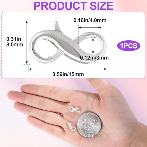 Pndeyo 925 Sterling Silver Lobster Claw Clasps, Double Opening Necklace Enhancer Shortener, Spring Jewelry Clasps for Bracelet Anklet Jewelry Making - color: Silver-1pc-0.59"×0.31"