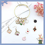 JIALEEY 19PCS Assorted Gold Plated Enamel Alice in Wonderland Wreath Charm Pendant DIY for Necklace Bracelet Jewelry Making and Crafting