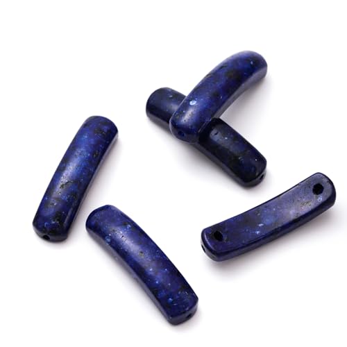 5PCS Natural Lapis Lazuli Stone Rectangle Curved Beads Gemstone Pendants Connectors for DIY Bracelet Neclace Jewelry Making - color: Lapis Lazuli