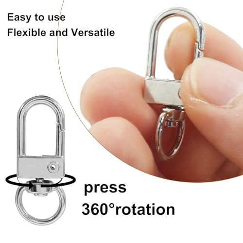 20Pcs Silver Metal Lobster Claw Clasps, Swivel Lanyards Snap Hooks for Jewelry Making, Keychain,Bag Connector - color: silver