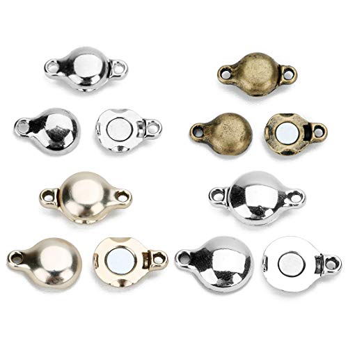 Brass Made Round Magnetic Clasps Stronger Magnetic Closure for Necklace Bracelet and Chain Keep Your Jewelry Secure 10 Sets/lot - size: 11mmx20mm & Matt Rhodium Tone