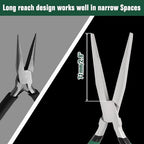 Long Flat Nose Pliers Serrated Jaw Extra Long Nose Plier Duckbill Pliers Jewelry Making Supplies for Jewelry Making, Fishing, Wire Wrapping, Crafts, Flat Plier for Hard to Reach Narrow Spaces