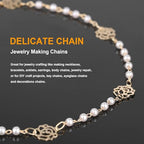 KYUNHOO 16.4 Feet 3MM Faux Pearl Bead Chain for Jewelry Making Rose Flower Link Brass Cable Chains Bulk with Clasps for Handcraft DIY Finding Supplies - color: Flower Pearl