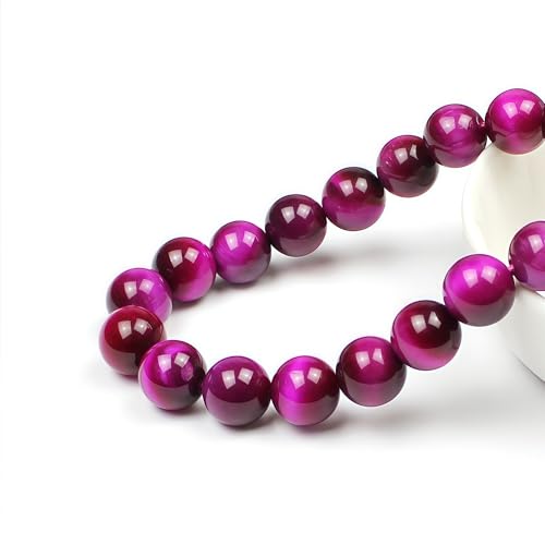 MJDCB Stone Beads 8mm 43pcs Round Rose Red Tiger's Eye Loose Gemstone Bead Charms for Jewelry Making Bracelet Necklace Earring Pendant - color: Rose Red Tiger's Eye, size: 8mm