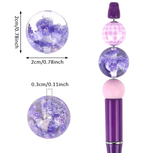 20Pcs 20mm Luminous Cloud Focal Round Beads for Pens Cloud Fancy Space Beads for DIY Craft Beadable Pens Keychain Bracelet Necklace Earrings Jewelry Making - color: Cloud