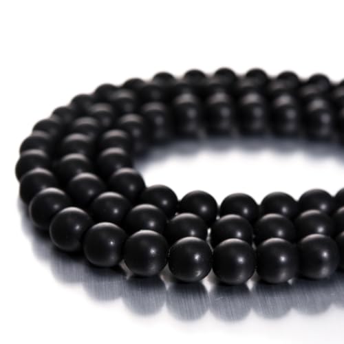 6mm Matte Black Onyx Stone Beads Natural Crystal Gemstone Round Loose Beads for DIY Jewelry Making 15"/Strand - color: Matte Black Onyx, size: 6mm