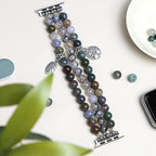 Newlibery Natural Stone Bracelet Beaded-Band Women Compatible with Apple Watch 42mm(S3/2/1) 44/45/46/49mm Feminine Handmade Stretch Strap for iWatch Series 11/10/9/8/7/6/5/4/3/2/1 SE 3/2/1 Ultra1/2/3 - color: A2 Rhyolite jasper, size: 46(S10/11)/49/45/44/