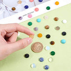 SUPERFINDINGS 40pcs 10mm Half Round Natural Cabochon 20 Color Flat Back Gemstone Cabochon Healing Quartz Chakra Crystal Stone for Bracelet Necklace Jewelry Making - size: 10mm