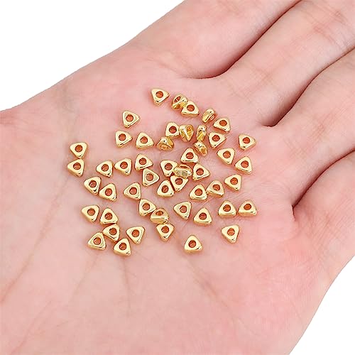 BEADIA 14K Gold Plated Triangle Spacer Beads 4x2mm 50pcs for Jewelry Making Findings Non Tarnish - color: 14K Gold, size: 4x2mm Triangle