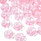 KISSITTY 100pcs Flower Glass Beads Pink Crystal Aesthetic Flowers Drilled Bead Caps Charm Spacers for DIY Necklaces Earrings Bracelets Jewelry Craft Making for Women - color: Pink