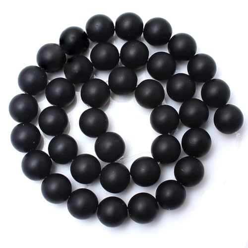 60pcs Natural Matte Black Onyx Gemstone Beads，6mm Frosted Round Loose Stone Beads for Jewelry Making Earring Bracelet Necklace DIY Crafts - color: Black Onyx, size: 6mm