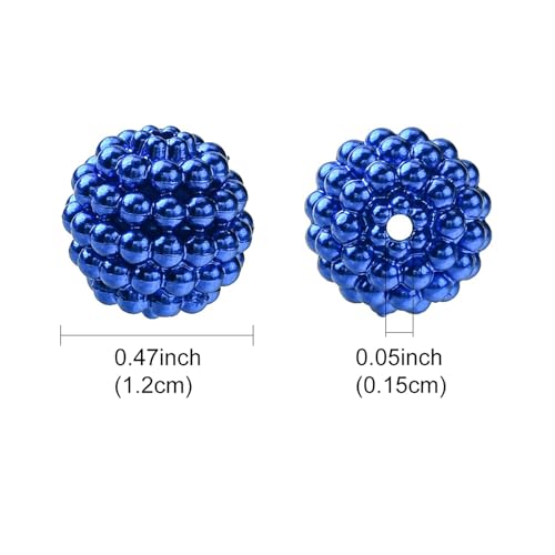 40pcs Round Acrylic Berry Beads, 12mm Large Chunky Bubblegum Beads Loose Spacer Ball Bead for Jewelry Making Earrings Necklaces Bracelets DIY Beading Crafts, Blue - color: Blue