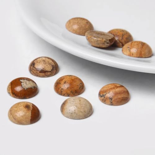 20pcs 4mm Natural Stone No Hole Brown Picture Semicircle Smooth Cabochons Beads Healing Chakra Crystal Stone Bead for Jewelry Making Rings Earrings Necklace Bracelet DIY Crafts - color: Brown Picture, size: 4mm