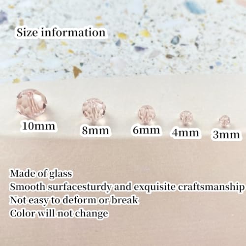 Crystal Glass Beads 50 Pieces 10mm Round Faceted Glass Spacer Beads for Jewelry Making Bracelet Earring Necklace DIY Craft Supplies(Pink) - color: Pink, size: 10mm