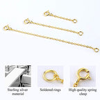 3 Pcs 925 Sterling Silver Necklace Extenders for Women Durable Strong Removable Necklace Bracelet Anklet Extension Jewelry Making Chains - color: 1 2 3 Inch, Gold