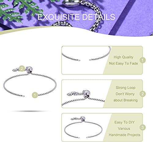 DanLingJewelry 10Pcs 304 Stainless Steel Adjustable Bolo Bracelets Slider Extender Chains with Box Chains for Bracelets Jewelry Making - color: StyleⅨ-10 pcs-Platinum