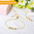Sureio 10 Pieces Adjustable Slider Bracelet for Jewelry Making Bracelet Chains for DIY Jewelry Making Findings Extender Chains with Rhinestones Ends for Woman Girl(Gold) - color: Gold