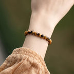 Handmade 8mm Beaded Bracelets For Men Protection Bracelet For Women Chakra Feng Shui Stretchy Handmade Lucky Money Stretchy Crystal Bracelets Best Gifts - color: Simulated Tigers eye