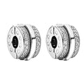 Clip Stopper Spacer Charms for Bracelets Necklaces, Compatible with Pandora,Jewery Mking DIY - style: Sparkling Pavé Lines Clip Silver