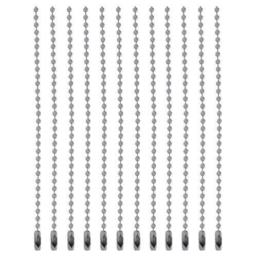 MECCANIXITY Ball Bead Chain Beaded Necklace Chains 5 Inch Adjustable Metal Ball Chains 2.4mm/0.1inch Keychain for Jewelry Making,DIY Craft Projects,Pack of 12(Gray) - color: Gray