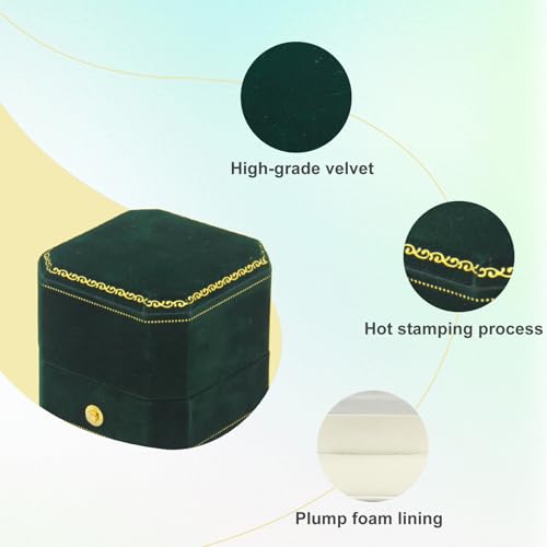 Jewelry Ring Box Small Travel Jewelry Box, Velvet Wedding Ring Box for Business, Engagement, Wedding, Bridesmaid and Mother's Day - Dark Green - color: Ring Box-Dark Green