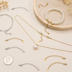 20PCS Stainless Steel Curb Chain Extender Gold and Silver Necklace Extenders 2 Inch Necklaces Bracelet Anklet Extension for Jewelry Making Supplies - color: Circular