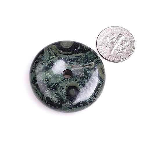 JOE FOREMAN 35mm Blue Kambaba Jasper Natural Gemstone Ring Circle Donuts Pendant Charms Beads for Jewelry Making 1Pcs - color: Blue Kambaba Jasper, size: 35mm