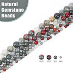 Natural Stone Beads Round Genuine Real Stone Beading Strand Loose Gemstones DIY Smooth Bead for Bracelet Necklace Earrings Jewelry Making (African Bloodstone, 8mm 45 Pieces) - color: African Bloodstone, size: 8mm 45pcs