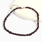 Raw Crystal Necklaces for Women 5-8mm Handmade Natural Stone Necklace Beaded Choker Necklace Healing Crystal Necklace Gemstone Necklace Raw Crystal Beaded Necklace for Her - style: Garnet