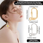 Beebeecraft 1 Box 40Pcs Leverback Earring Findings 24K Gold Plated Brass French Earring Hooks with Open Loops Silver and Gold 16.5x11mm Interchangeable Dangle Ear Wire Findings for Jewelry Making - color: Leaf Leverback Earring