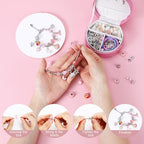 Emibele Girls Charm Beads Bracelet Making Kit with Portable Jewelry Box, Jewelry Making Kit for Kids Age 5 6 7 8-12, DIY Arts Crafts Toys for Teens Girls Gift Choices on Birthday Valentines Christmas - color: A-Pink
