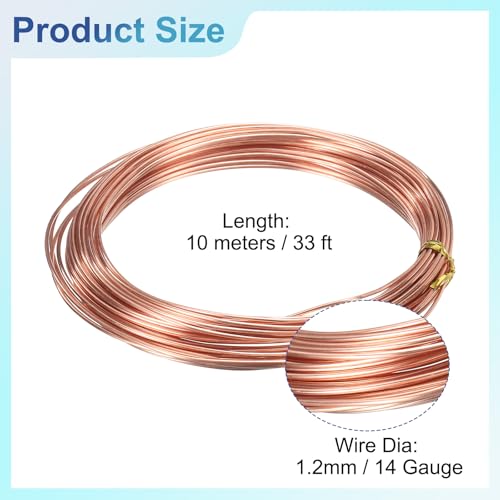 uxcell 99.99% 16 Gauge 1.2mm Pure Copper Wire 10m/33 ft Soft Craft Copper Wire Tarnish Resistant Jewelry Wire for Jewelry Making Beading DIY Crafts Supplies, Copper - size: 16 Gauge 1.2mm