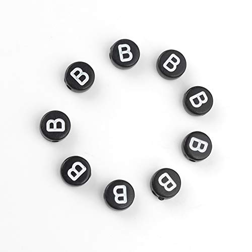 Song Xi 1200pcs Black Round Acrylic Alphabet Beads - White Letter Beads 4x7mm for Bracelets and Jewelry Making Key Chains - color: 1200pcs black white letter