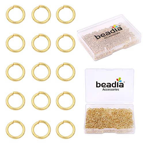 BEADIA 14K Gold Plated Jump Rings Non Tarnish 4mm 900pcs for Jewelry Making Findings - color: 14K Gold, size: 0.5x4mm