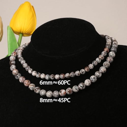 8mm Flame Stone Natural Stone Beads Round Loose Beads for Jewelry Making Yochus DIY Beads Bracelet Necklace - color: Flame Stone, size: 8mm