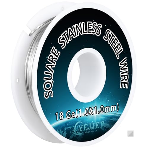 Square 316 Stainless Steel Wire 18ga – Jewelry Making Wire for Crafting & Beading – 30 Feet - color: 18ga（1.0x1.0mm）