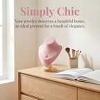 Pink Mannequin Bust Jewelry Organizer - Necklace Holder Stand with Wood Base for Home and Shop Display, 7.67 X 5.90 X 3.54 Inches