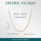 Dremmy Studios Dainty Gold Choker Necklace for Women 14K Gold Plated Coin Disc Figaro Layered Beaded Flat Mariner Sideways Cross Wishbone Link Clavicle Necklaces - style: 4.8mm Curb Chain
