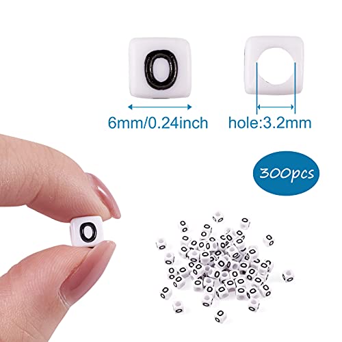 FASHEWELRY 300Pcs Cube White Acrylic Letter Beads 6x6mm Letter O Alphabet Beads for DIY Bracelet Necklace Jewelry Making - color: Letter O, size: 6x6x6mm