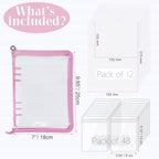 Bracelet Holder Travel Jewelry Organizer Case Transparent Jewelry Storage Book for Earring Necklace Ring with Small Clear Zippered Pouch - color: Pink,48 PCS Large Bags